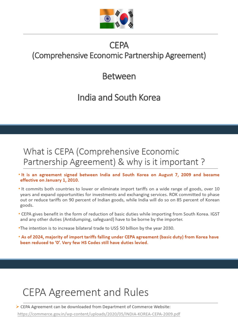 India Korea CEPA | PDF | Trade | International Trade