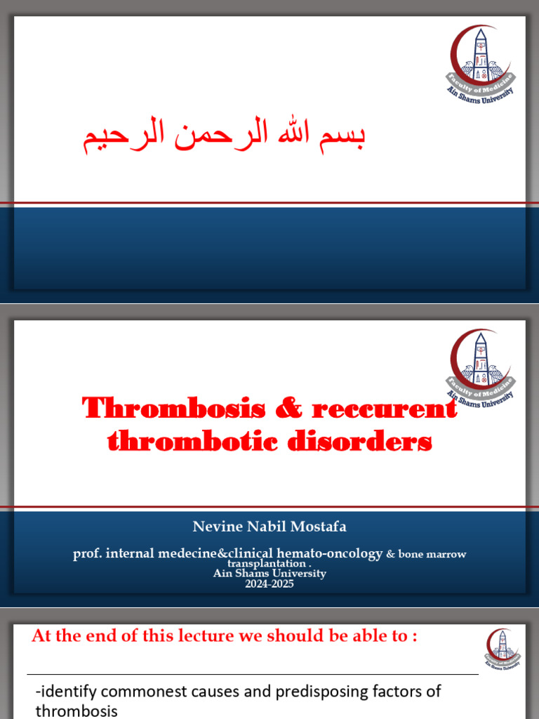 Thrombosis and Anticoagulation Guide | PDF | Thrombosis | Thrombus