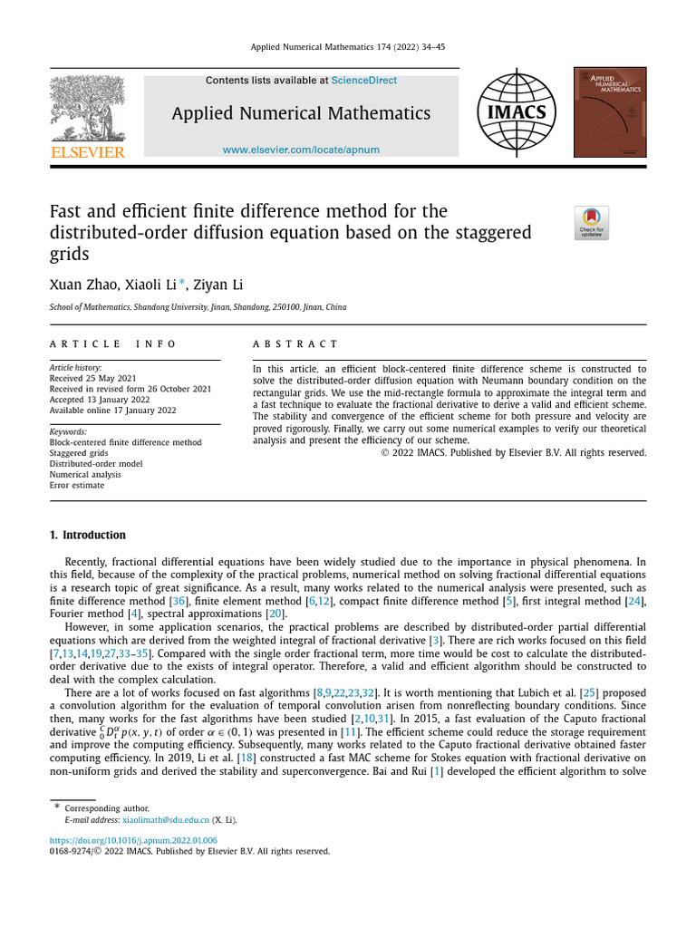 Efficient Finite Difference for Diffusion | PDF | Finite Difference ...