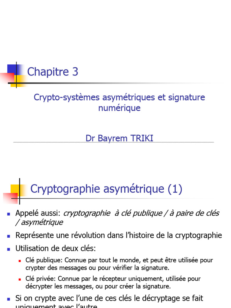 Cryptographie Asymétrique et RSA | PDF | Public-key cryptography ...