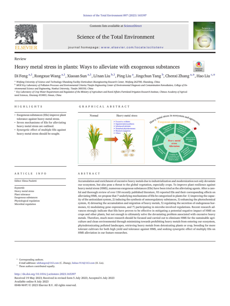 Plant Resilience to Heavy Metals | PDF | Antioxidant | Reactive Oxygen ...