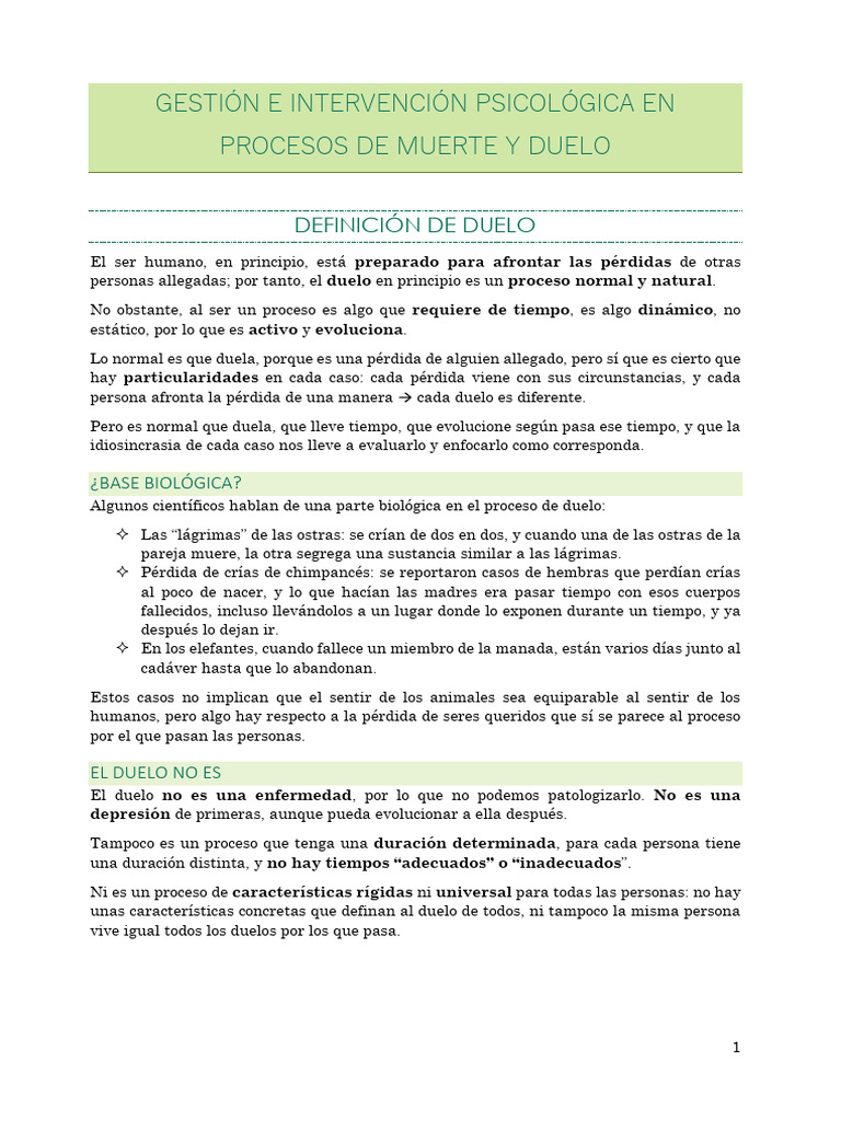 Gestión del Duelo y sus Tipos | PDF | Dolor | Las emociones