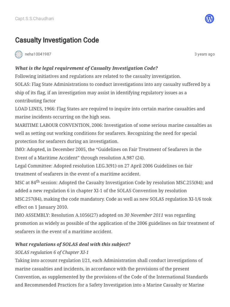 Casualty Investigation Code | PDF | Safety | Justice