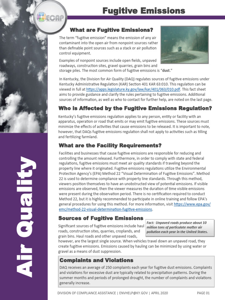Kentucky Fugitive Emissions Regulations Guide | PDF | Air Pollution | Road