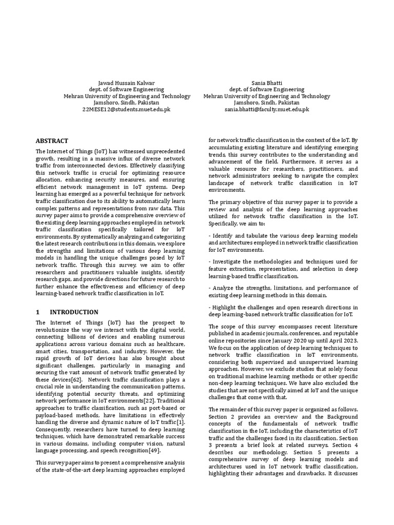 Deep Learning for IoT Traffic Classification | PDF | Internet Of Things ...