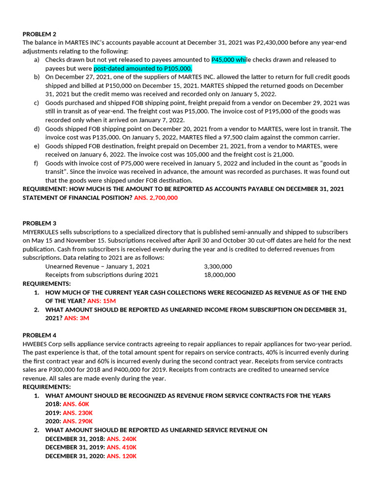 Accounts Payable and Revenue Recognition Analysis | PDF | Accounts ...