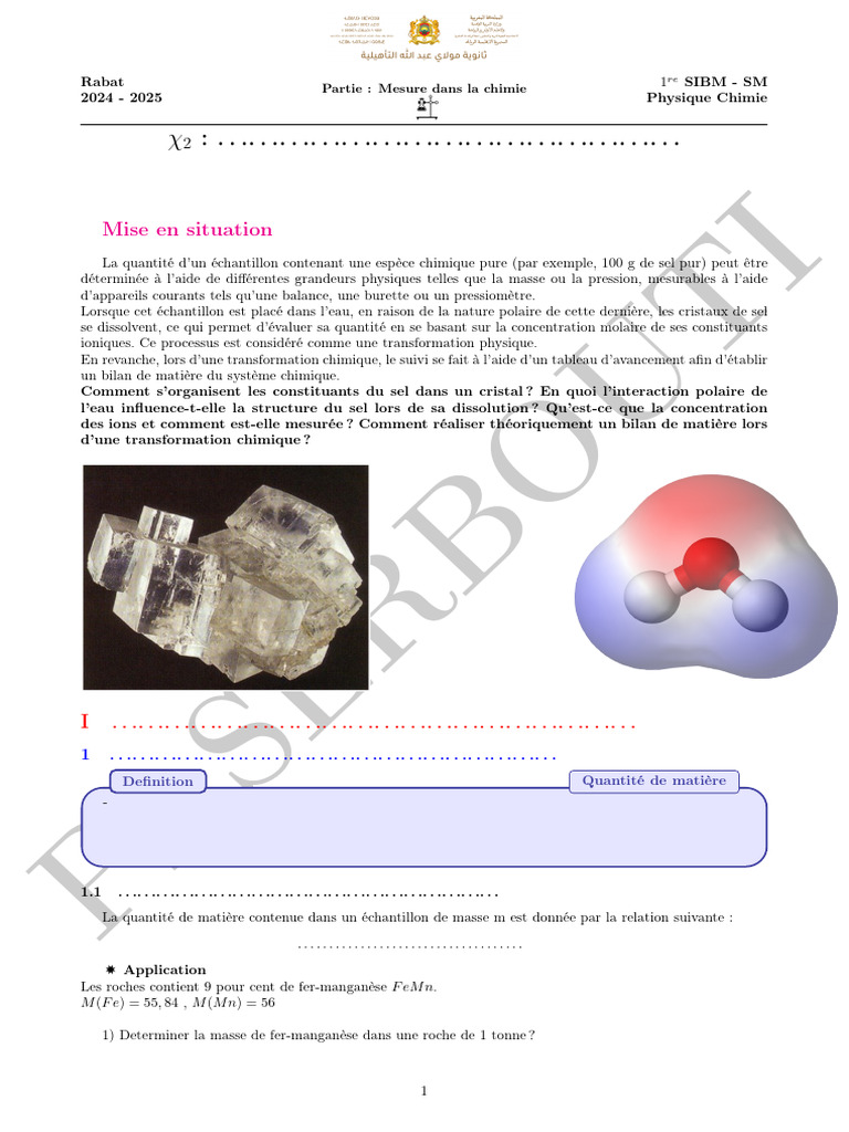 Mesure de la quantité de matière en chimie | PDF | Température | Chimie