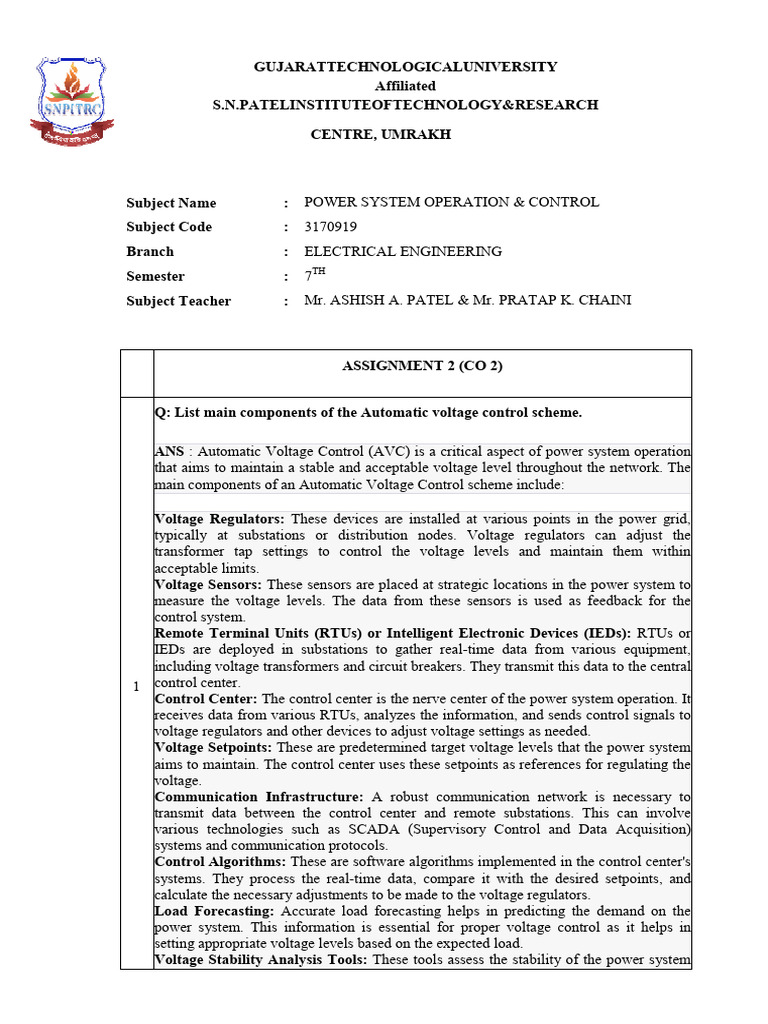 Psoc - 3170919 - Assignment 2 | PDF | Ac Power | Electric Power ...