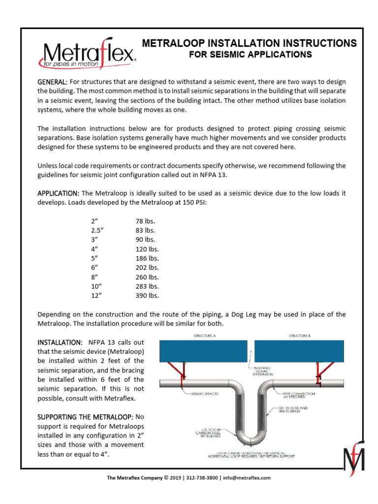 Metraloop Seismic Installation Guide | PDF | Building Engineering ...