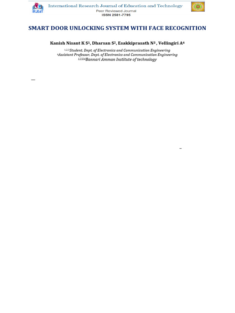 Smart Face Recognition Door Access System | PDF | Usability | Access ...