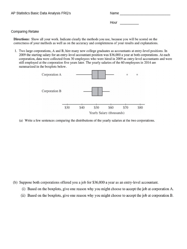 Unit+1 +Basic+Data+Analysis+FRQ's+v2 | PDF