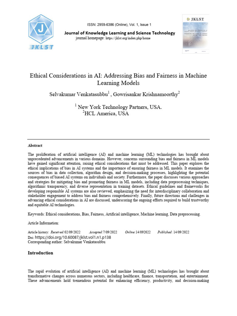 Final 2 Ethical Considerations in AI | PDF | Machine Learning ...