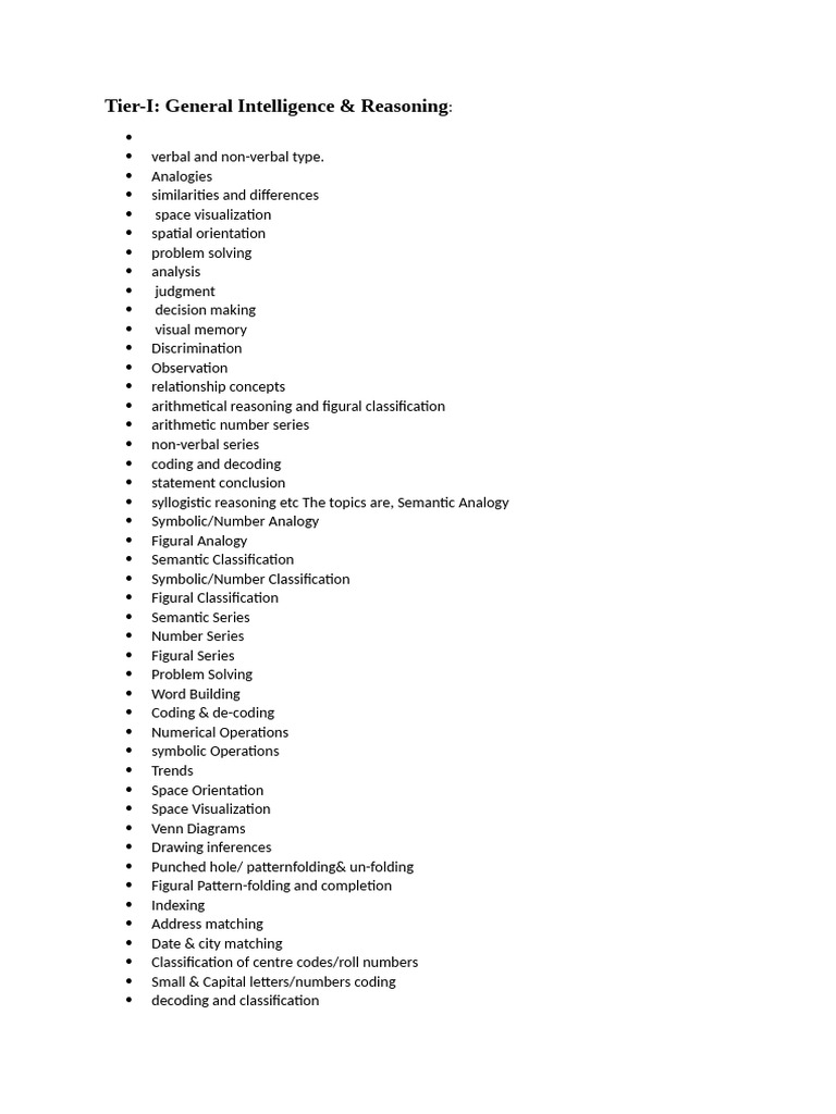 Comprehensive Guide to Tier-I Exam Topics | PDF | Circle ...