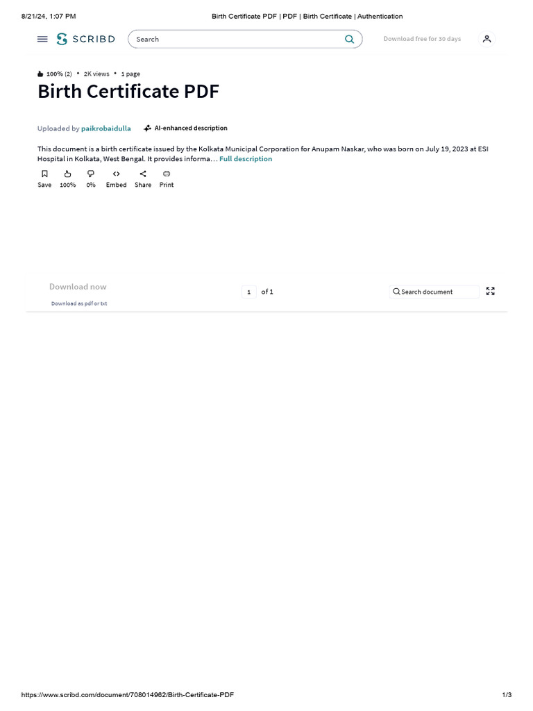 Birth Certificate Pdf Pdf Birth Certificate Authentication Pdf