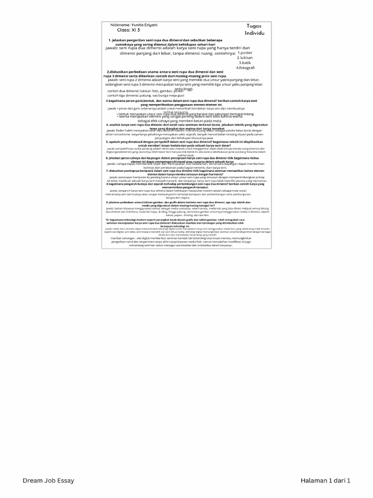 Dream Job Essay | PDF