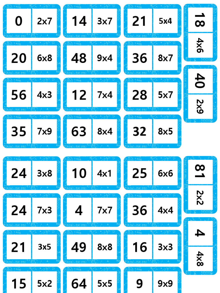 Dominó da Multiplicação para Imprimir | PDF