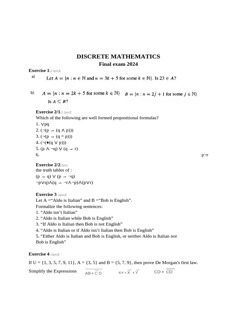 DISCRETE MATHEMATICS Final 24 | PDF
