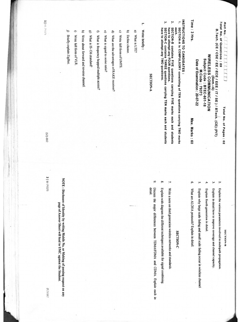 Question Papers Semester 6 | PDF