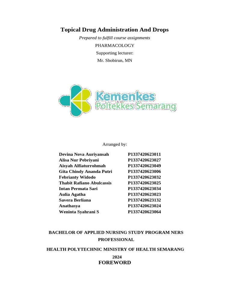 Topical Drug Administration Guide | PDF | Topical Medication | Clinical ...