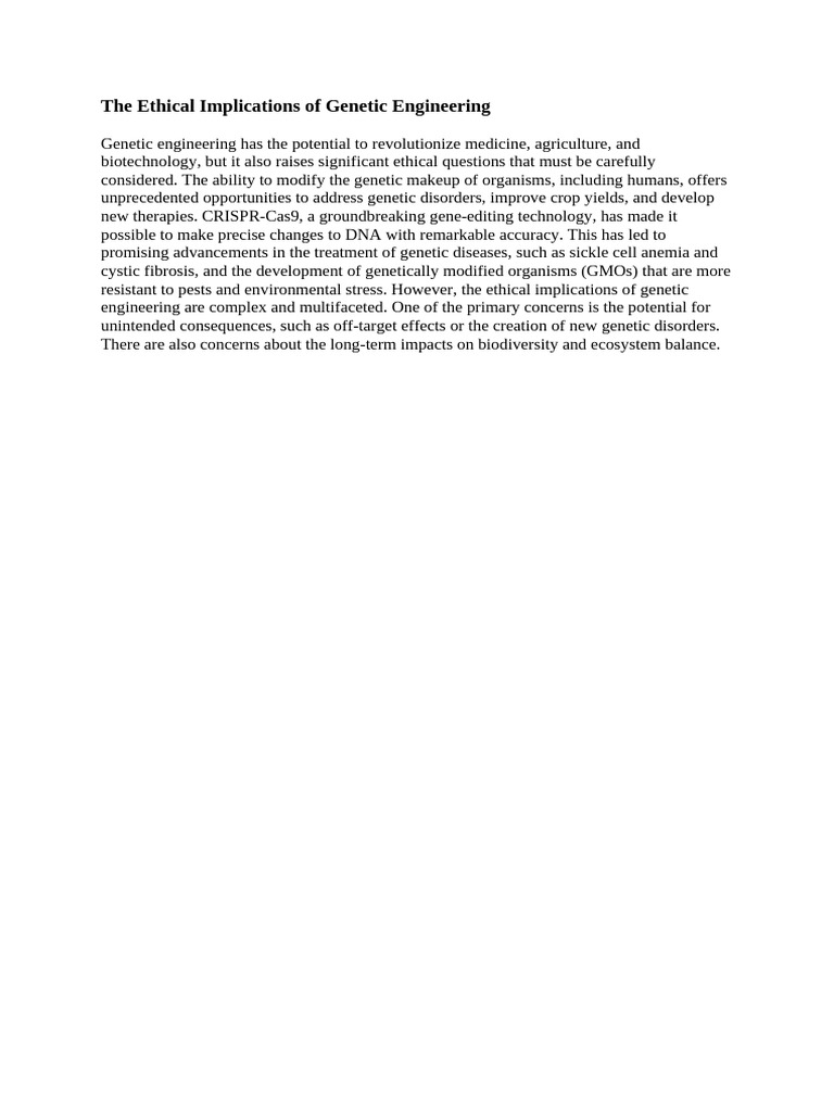 Ethical Issues in Genetic Engineering | PDF