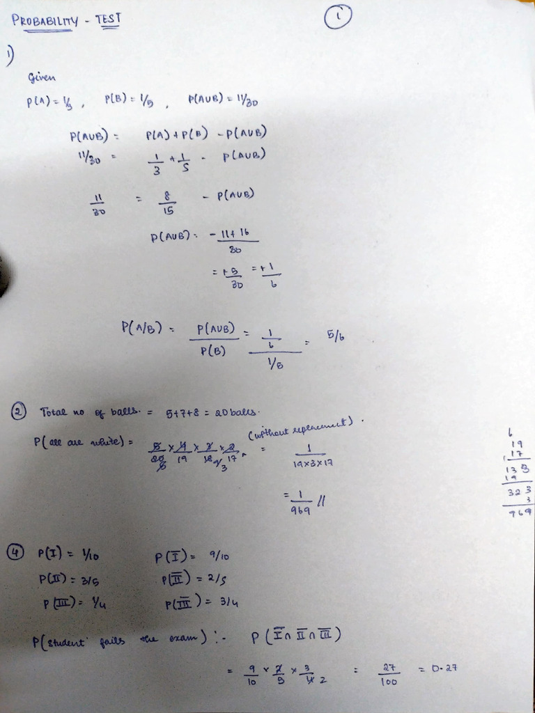 Probability Test | PDF