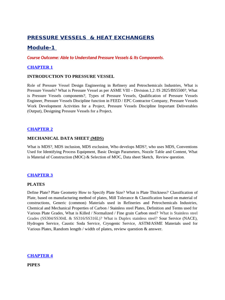 Pressure Vessels & Heat Exchangers Guide | PDF | Pipe (Fluid Conveyance ...