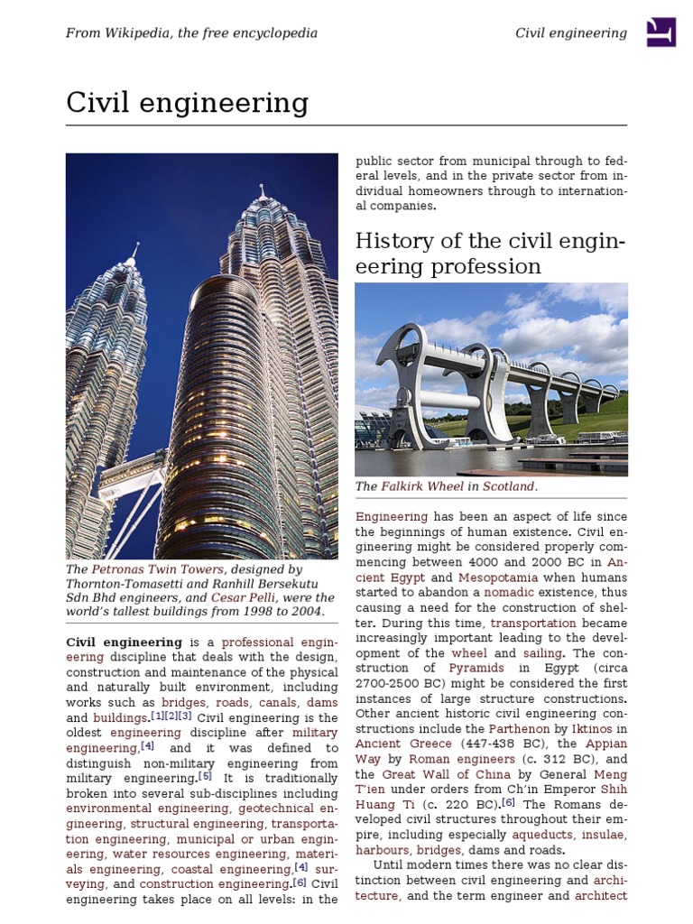 Civil engineering History of the civil engineering profession