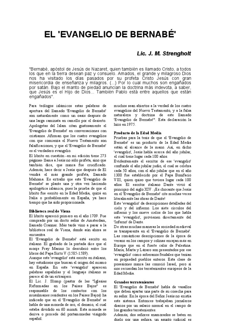 Evangelio de Bernabé PDF Jesús Mahoma