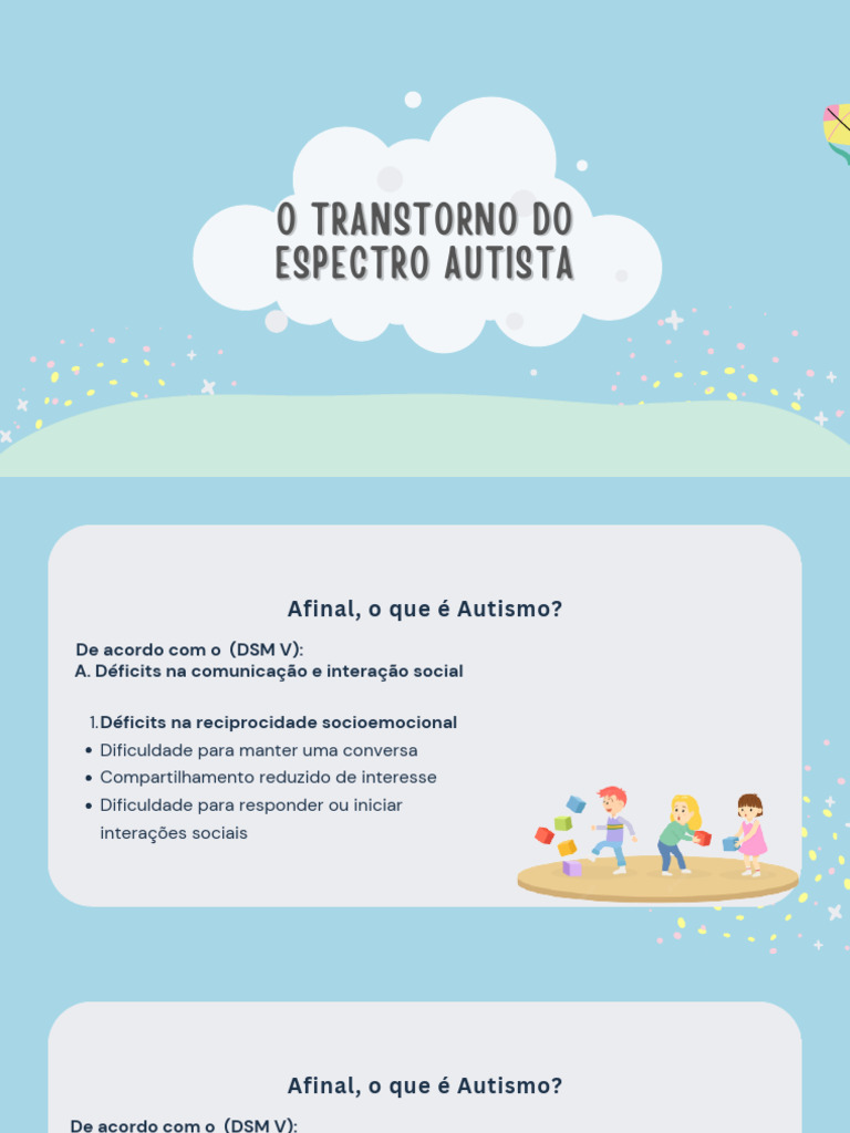 Entendendo o Transtorno do Espectro Autista | PDF | Espectro do autismo ...