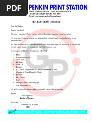 Letter of Interest