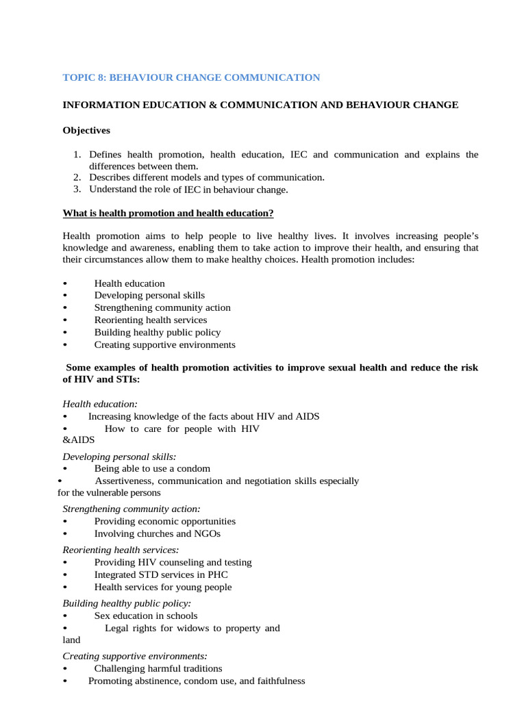 Behavior Change Communication Strategies | PDF | Interpersonal ...