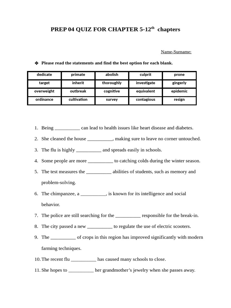 Chapter 5 Cognitive Test Quiz | PDF