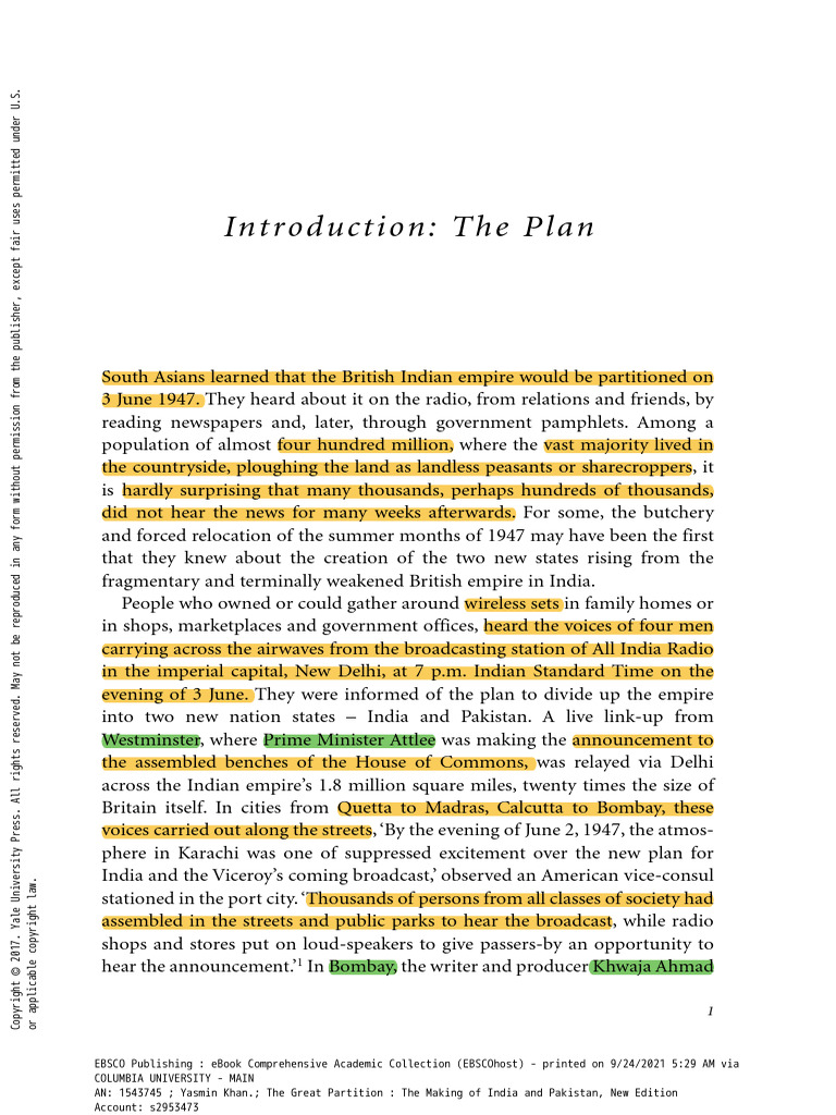 Yasmin Khan | PDF | Partition Of India | Muhammad Ali Jinnah
