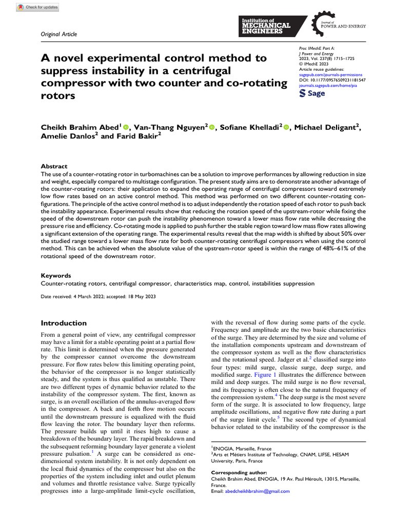 Control Method for Centrifugal Compressor Stability | PDF | Flow ...