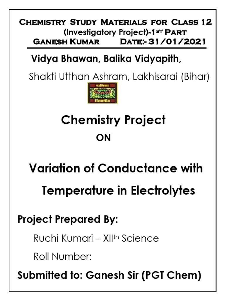 Class 12 Chemistry Project | PDF | Physical Sciences | Applied And ...