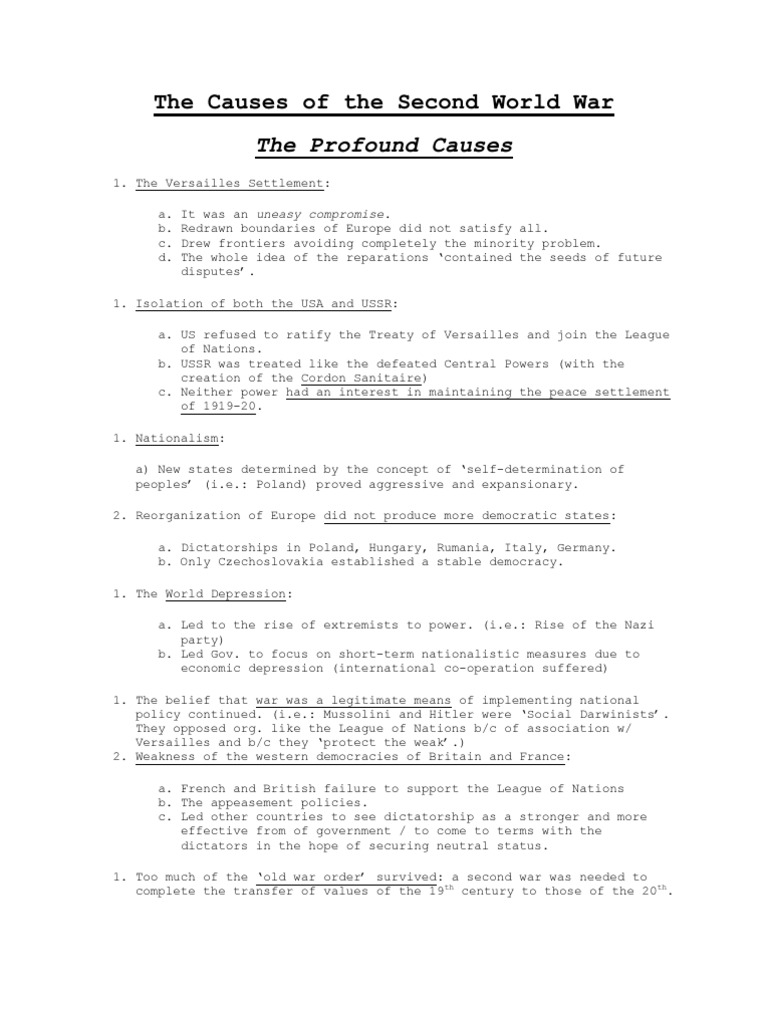 The Causes of The Second World War | PDF | Nazi Germany | Kingdom Of Italy