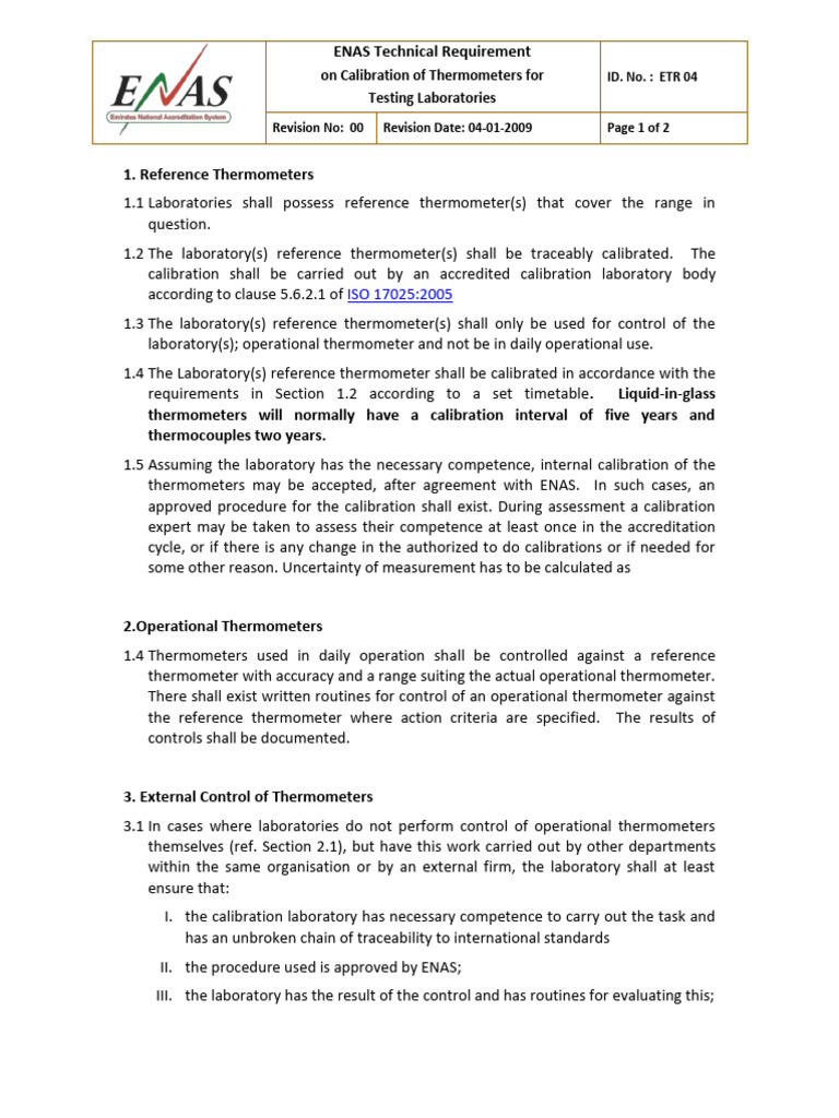 Calibration Requirements for Thermometers | PDF | Calibration | Science