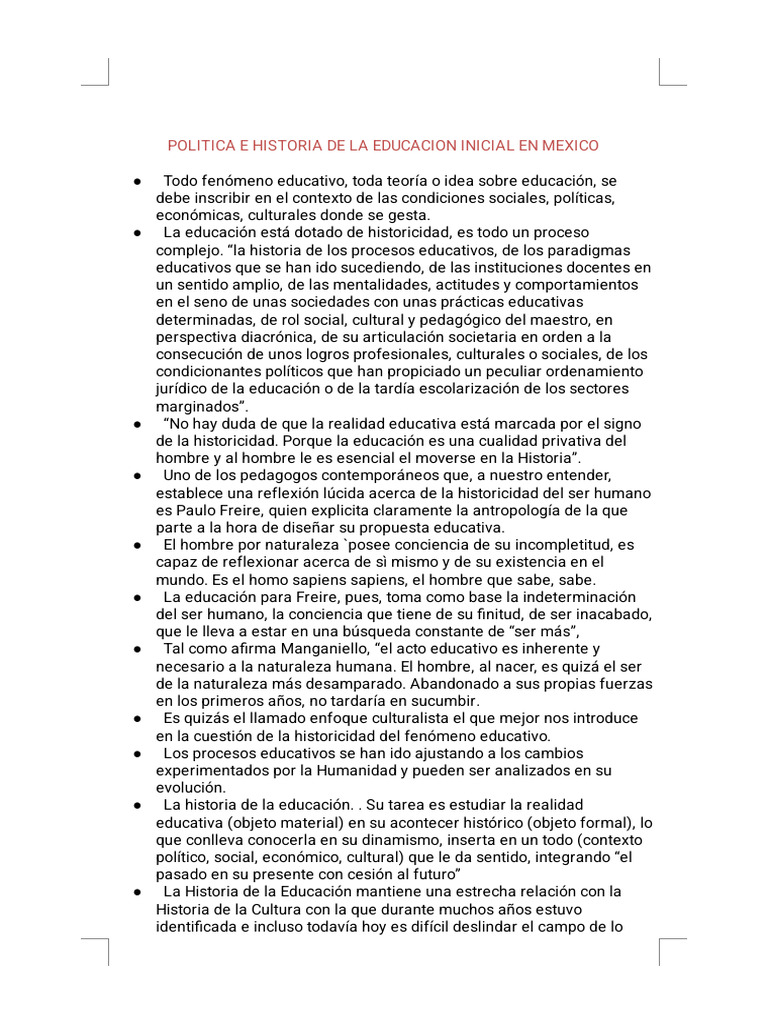 Politica E Historia de La Educacion Inicial en Mexico | PDF ...
