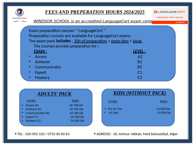 Fees and Preparation Hours 2024 2025 | PDF