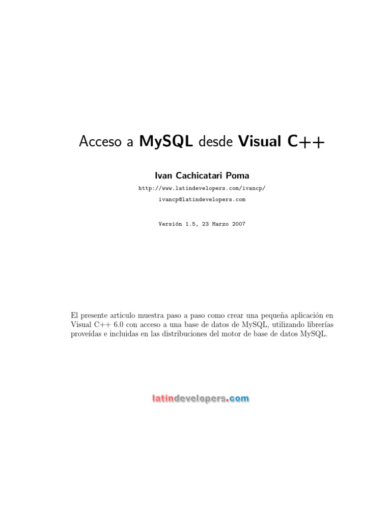 Conectar Visualc++ A Mysql | PDF | Mi sql | Bases de datos