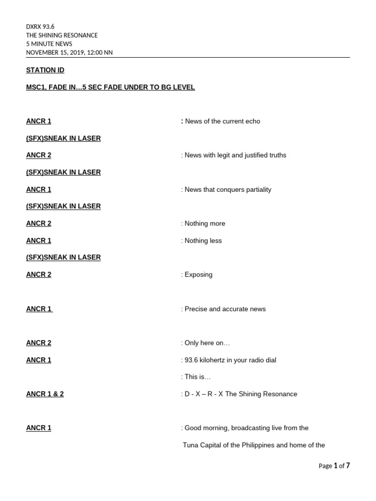 NEWS-SCRIPT-RSPC | PDF | Philippines