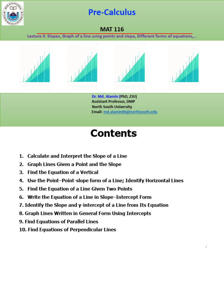 Lecture 3 - MAT116 (9 SEP 2024) | PDF | Slope | Geometry