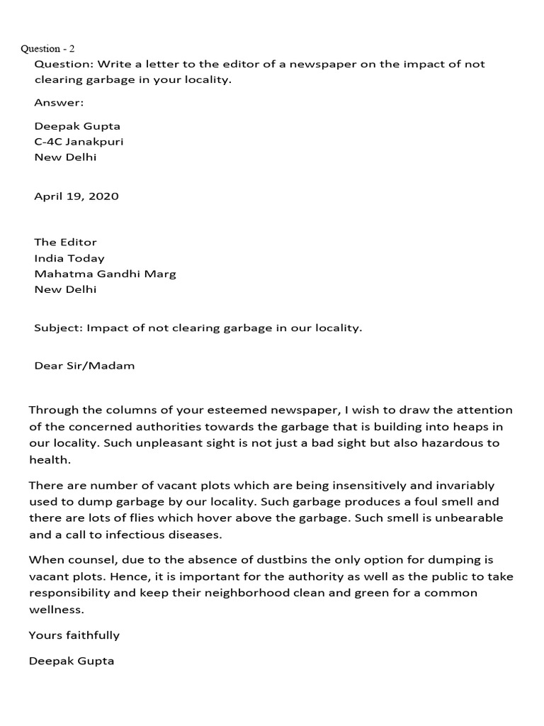 Writing a Formal Letter to the Editor | PDF