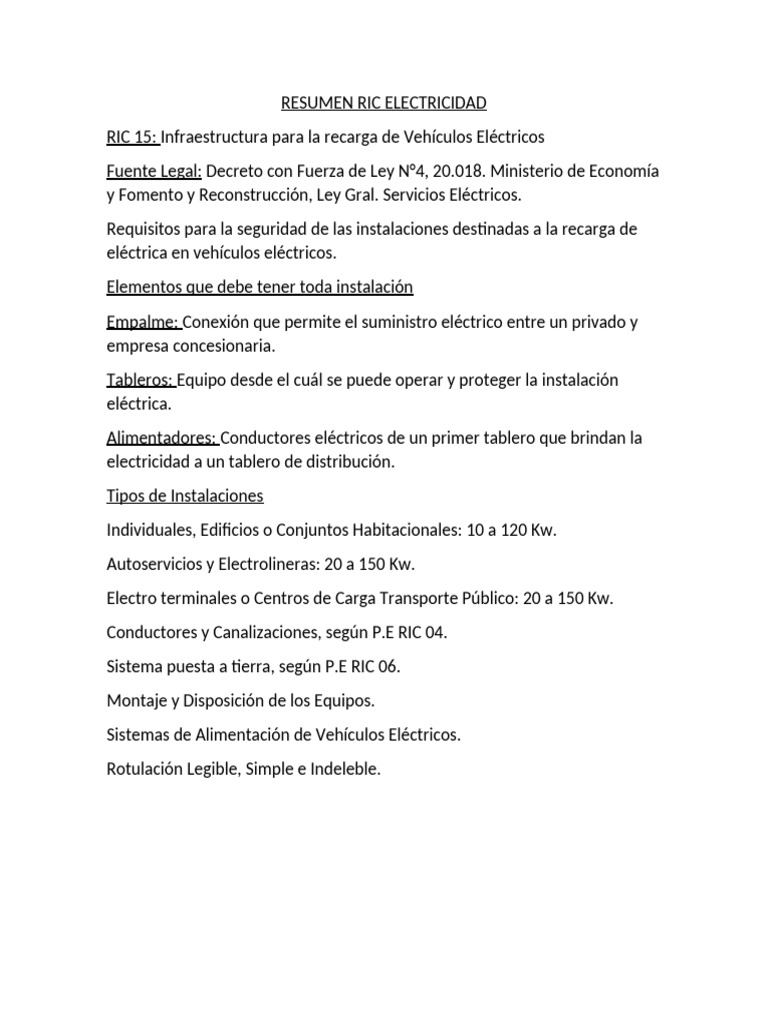 Resumen Ric Electricidad | PDF | Cableado eléctrico | Business