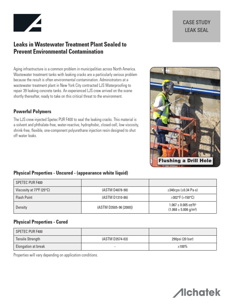 AT Case Study Leaks in Wastewater Treatment Plant Sealed To Prevent