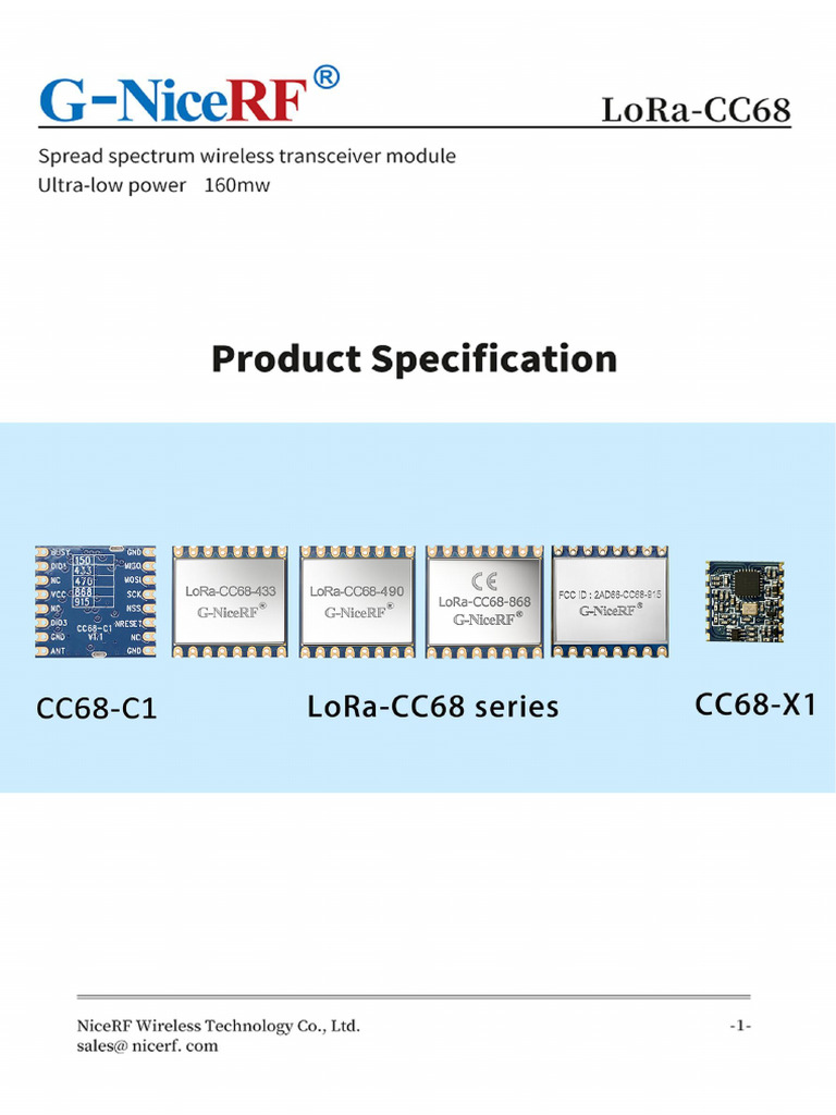 LoRaCC68 Series 160mw Low Power Consumption Wireless Transceiver Module ...