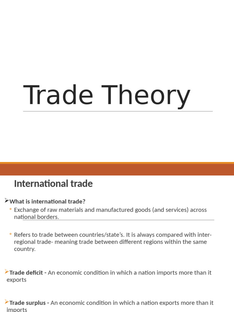 Trade Theoryfinal Pdf Mercantilism Comparative Advantage