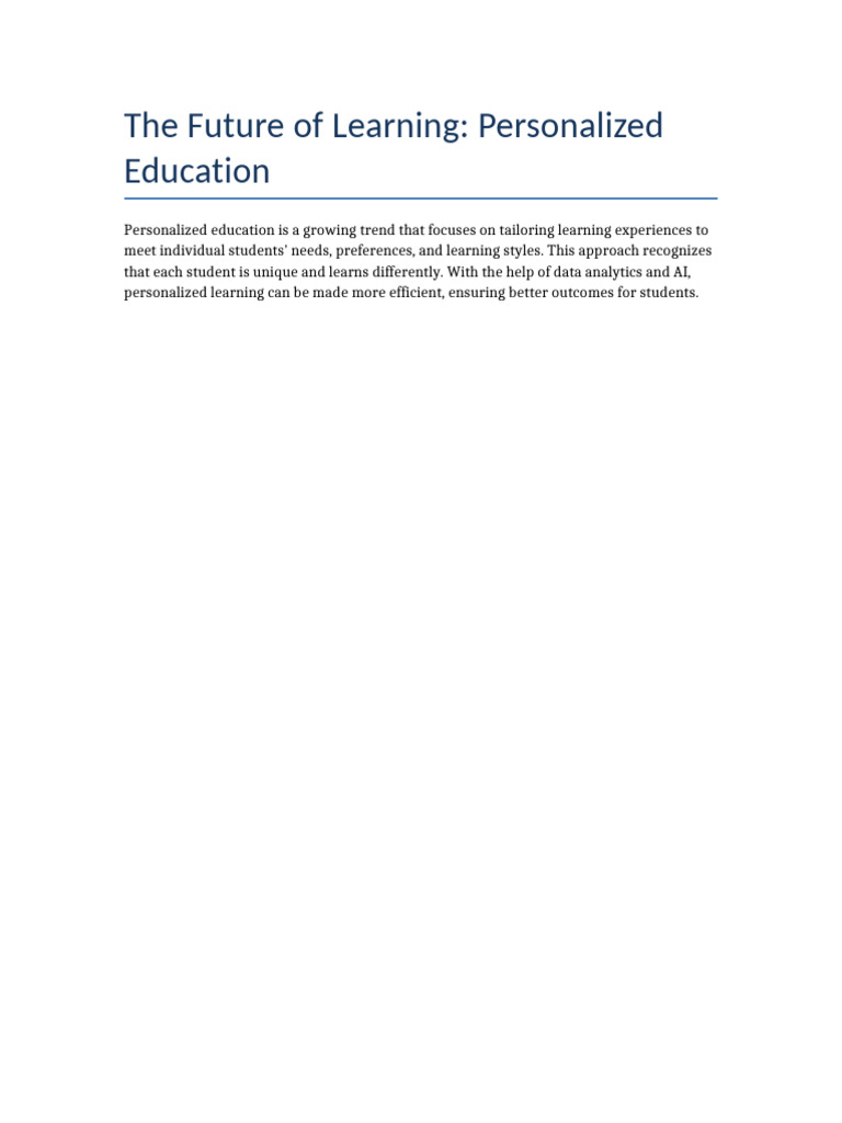 Personalized Education: The Future of Learning | PDF