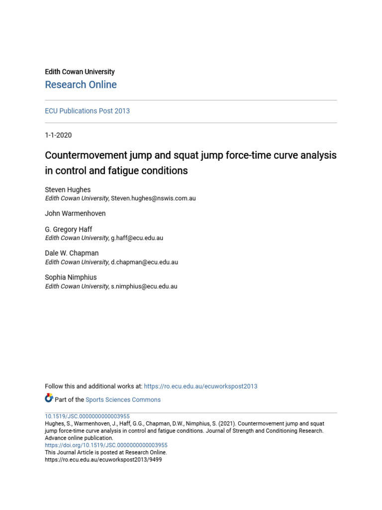 Countermovement Jump and Squat Jump Force-Time Curve Analysis in | PDF ...