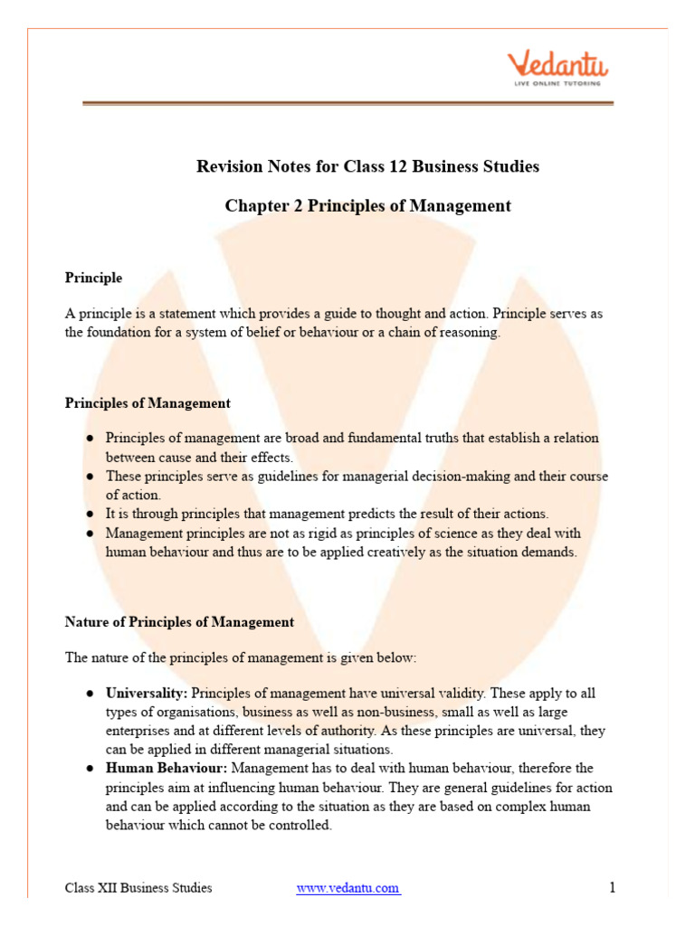 Personal Objectives Of Management Class 12 Notes